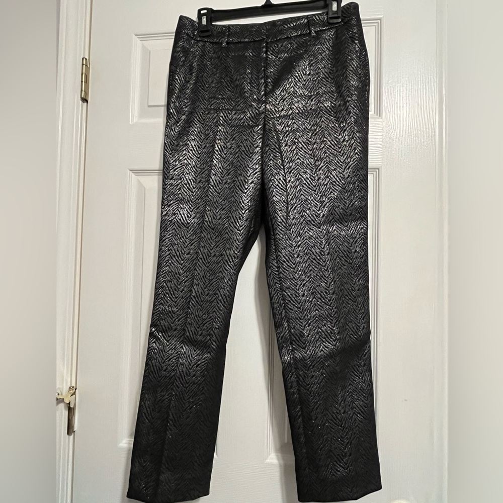 White House Black Market shimmer animal print pants size 6